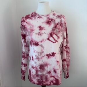 Treasure & Bond Dark Pink and White Tie-Dye Crew Neck Sweatshirt Size X-Small